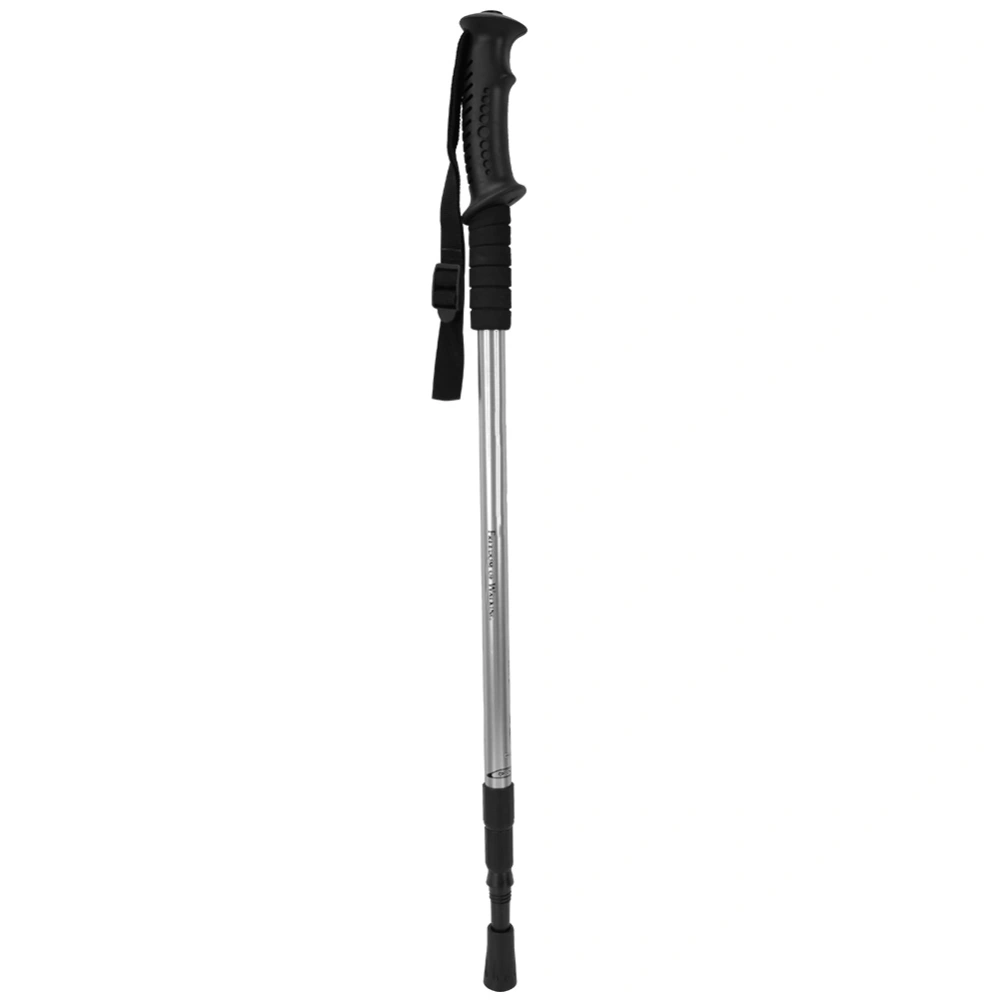 Outdoor Adjustable Aluminium Alloy Hiking Walking Stick Ski Straight Trekking Pole (Silver)