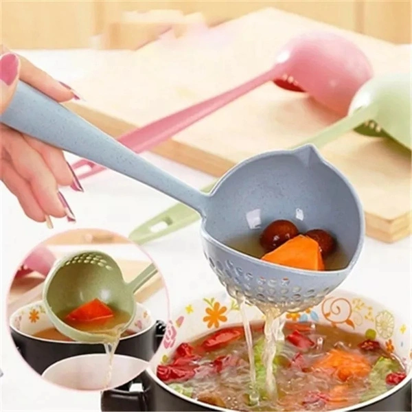 2 In 1 Soup Spoon Long Handle Spoon Creative Spoon Strainer Spoon Cooking Tools