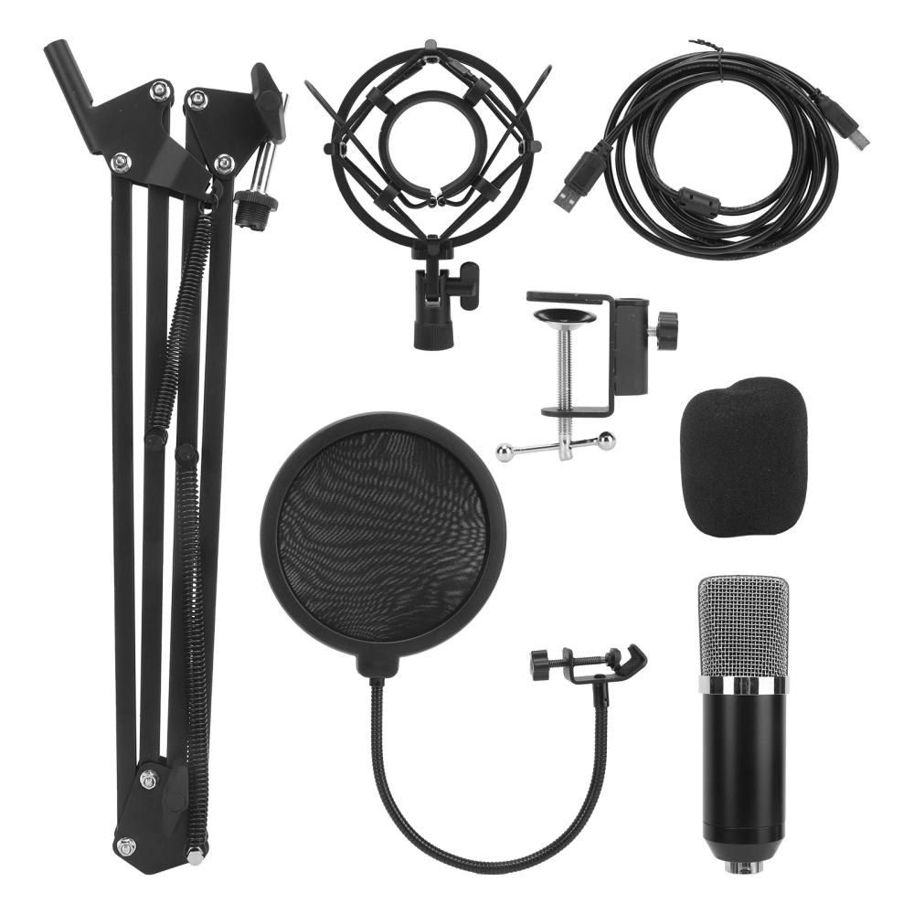 Recording Microphone USB Plug Cardioid Directional Computer Gaming Mic Set 20Hz‑20KHz