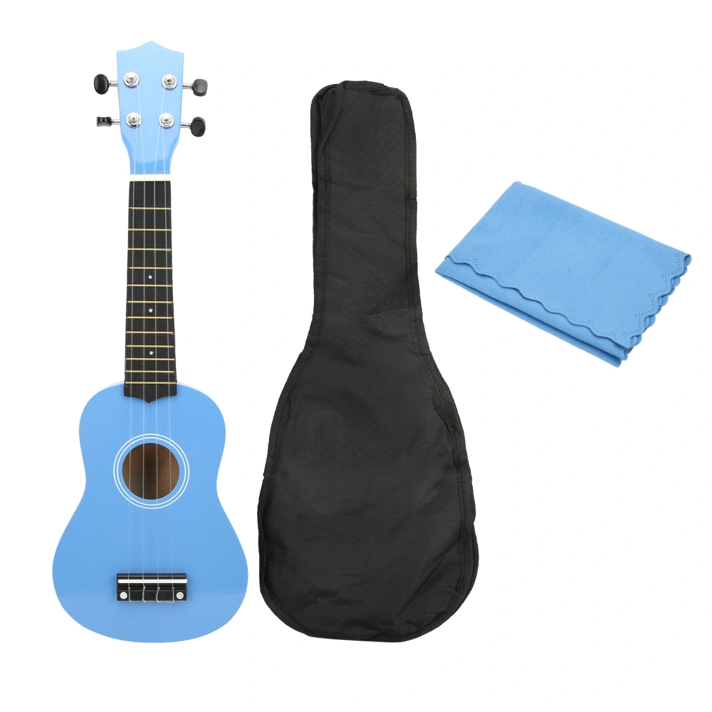 21 Inch Ukulele Set Glossy Bright Soft String Orchestral Instrument for Beginner KidBlue