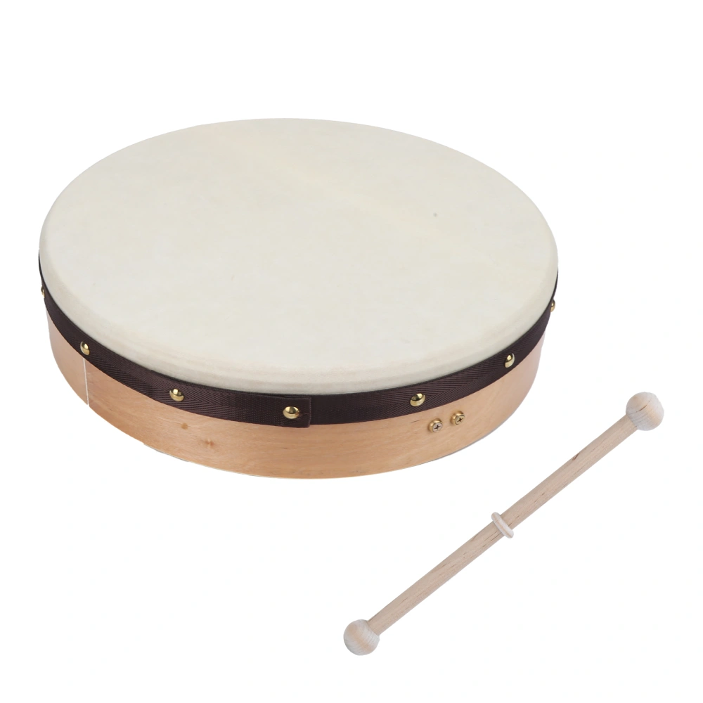 Tambourine Sheepskin Wood Color Frame Percussion Drum Professional Musical Instruments 16in