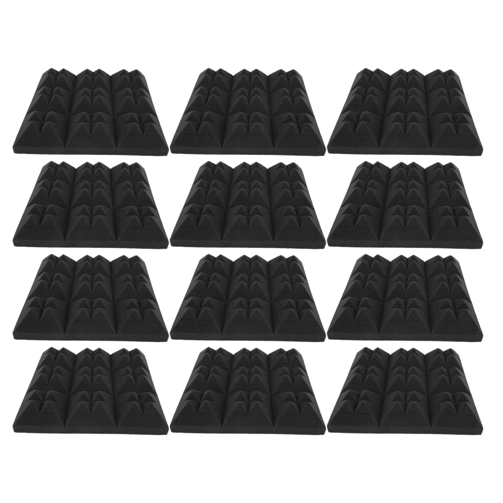 12Pcs Sound Panels Wedges Wall Noise Absorption Insulation Sponge Board Kit 30x30x5cm