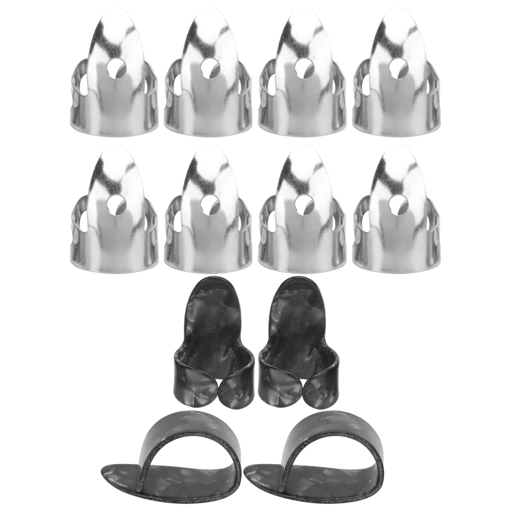 12Pcs Finger Picks Metal Celluloid Index Thumb Cots Guitar Playing Accessories Replacement