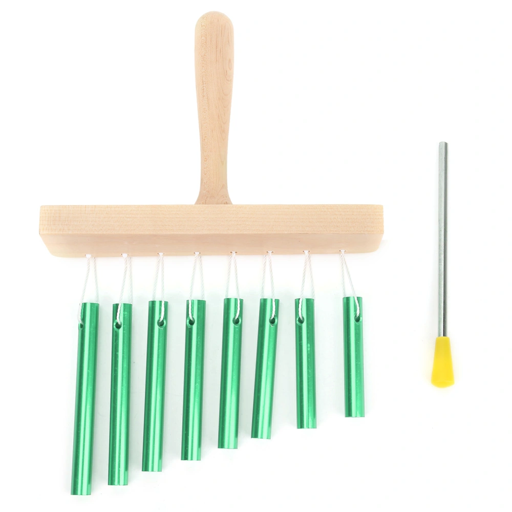 8Tone Chimes SingleRow Tube Children's Percussion Instruments Orff Preschool Toys with Hammer(Green )