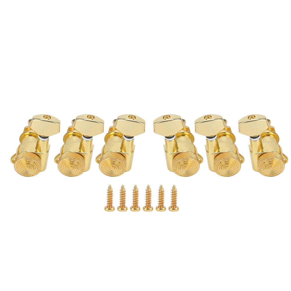 6Pcs Locking Guitar String Tuning Peg Metal Sealed Tuner Head Key Set Kit for Electric NHXF(3 Left and 3 Right Peg Set )