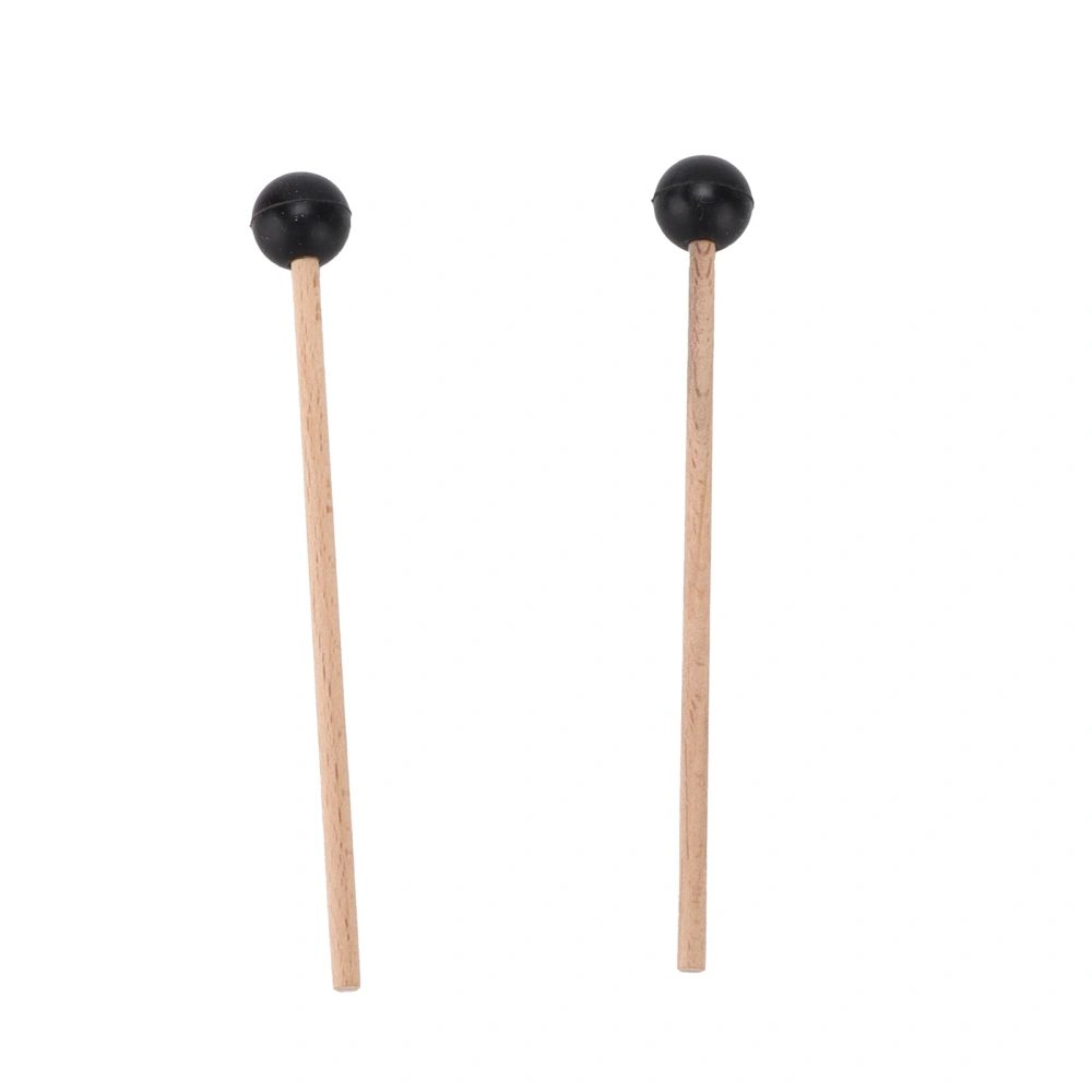 2Pcs Ethereal Drumstick Rubber Round Head Wood Handle Drum Hammer Percussion Accessories