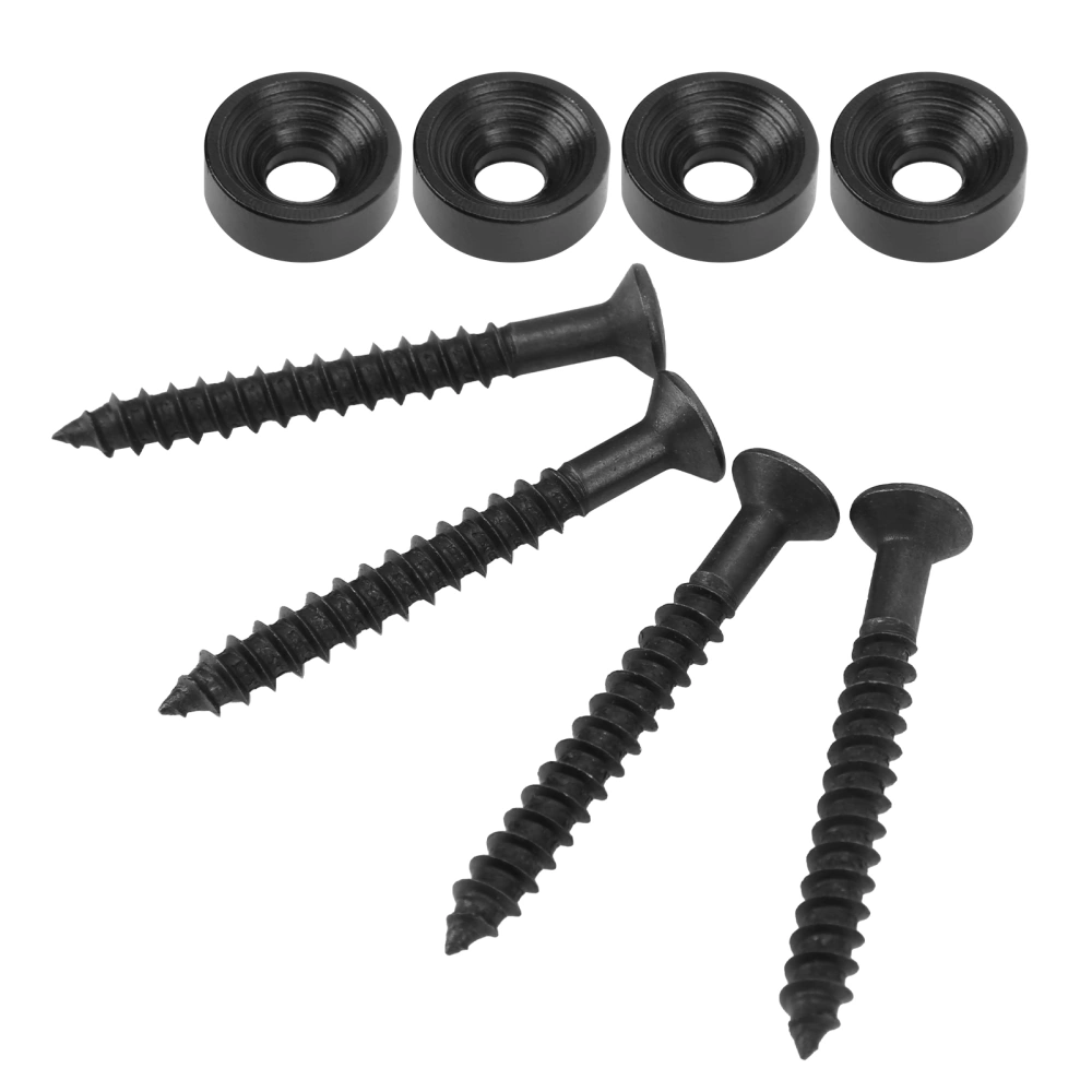 4 Sets Guitar Neck Joint Bushing Set Metal Ferrule Bolt with Screw Accessory for Electric BassBlack