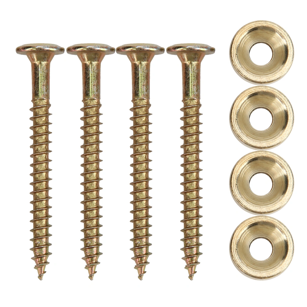 4 Sets Guitar Neck Joint Bushing Set Metal Ferrule Bolt with Screw Accessory for Electric BassGold