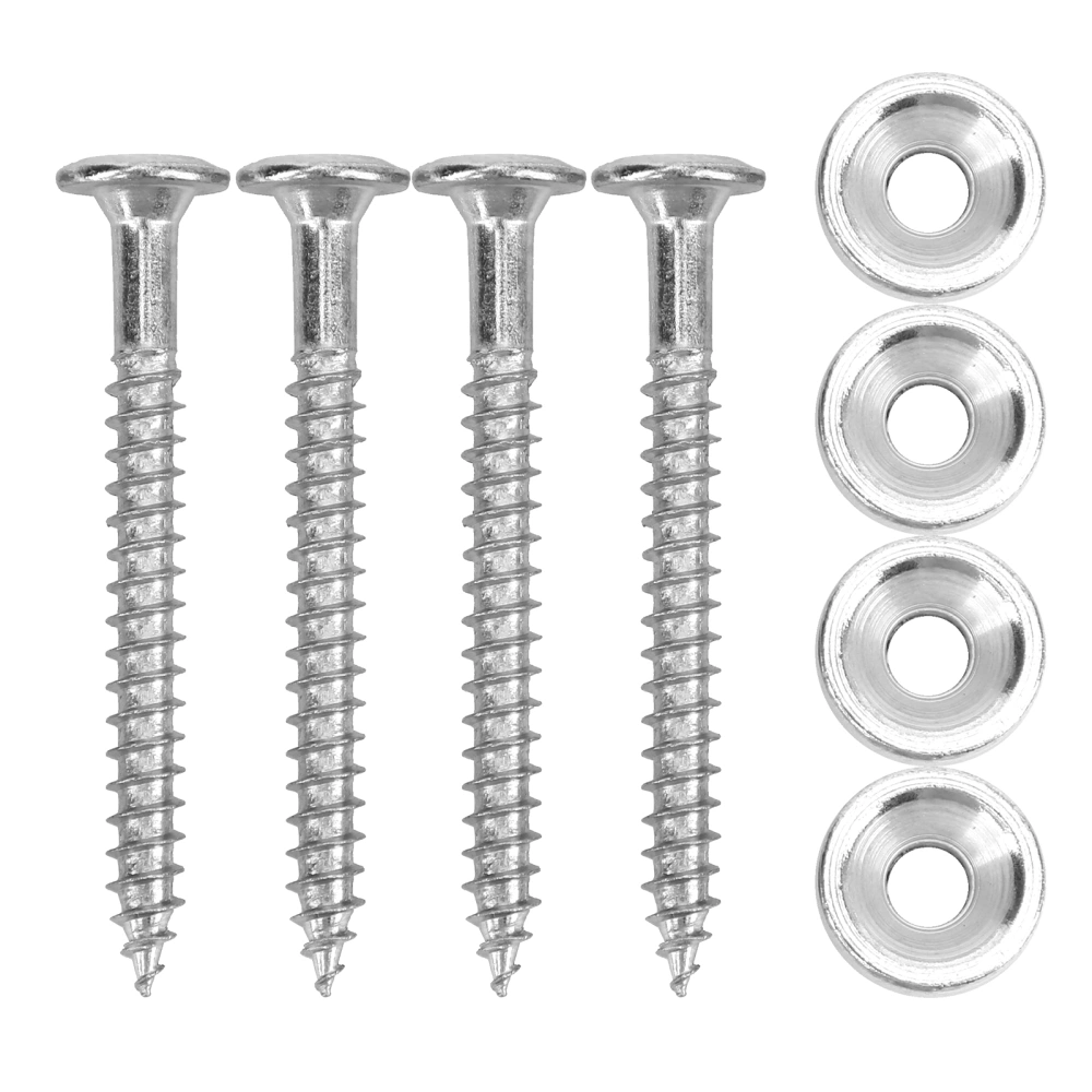 4 Sets Guitar Neck Joint Bushing Set Metal Ferrule Bolt with Screw Accessory for Electric BassSilver