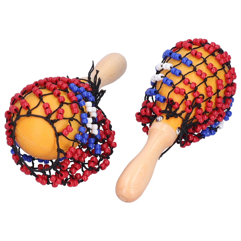 2Pcs Tambourine Sand Hammer Shakers Bead Net Hand Percussion Musical Instrument for Party Games