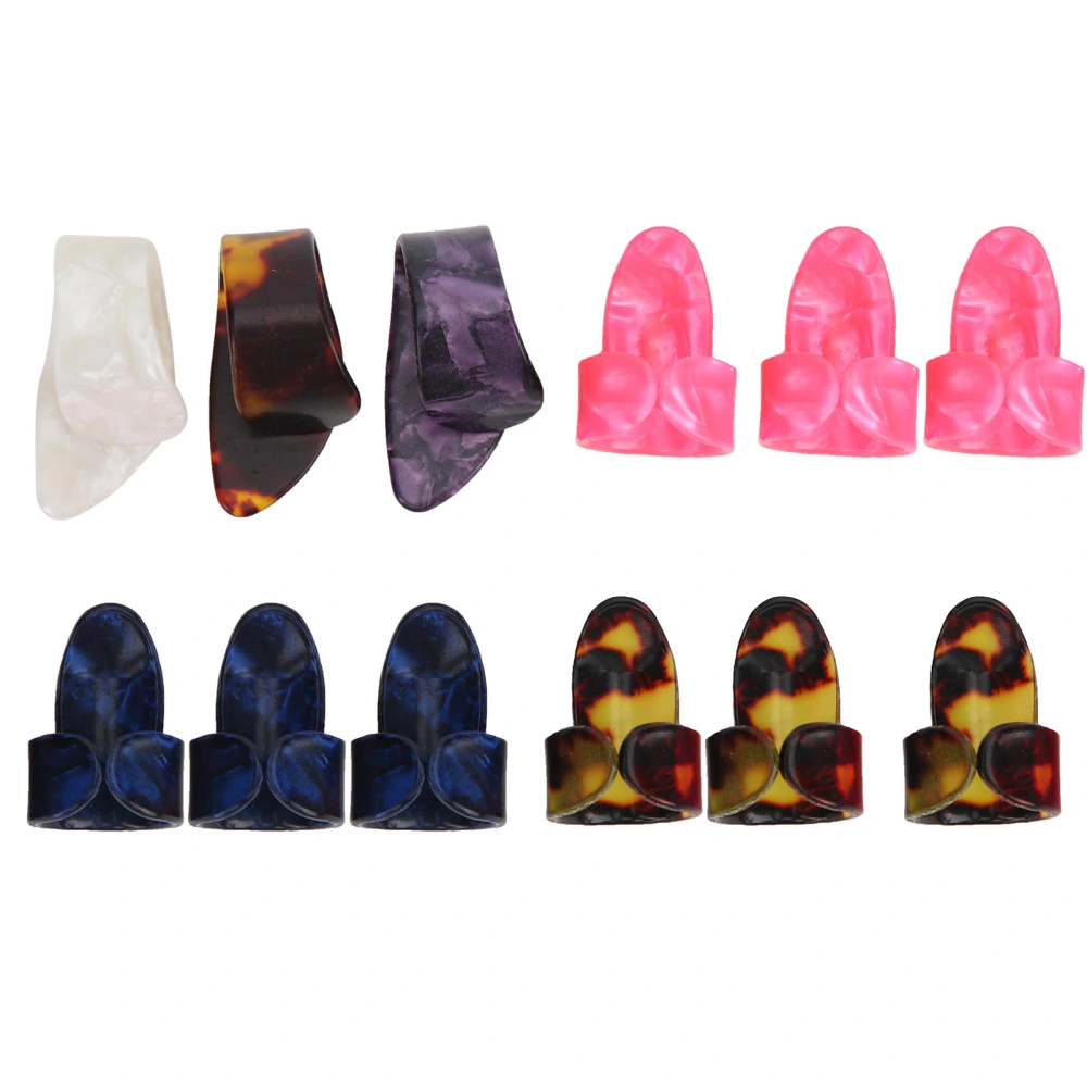 12Pcs Finger Picks Celluloid Thumb Index Finger Guitar Accessories with Storage Box