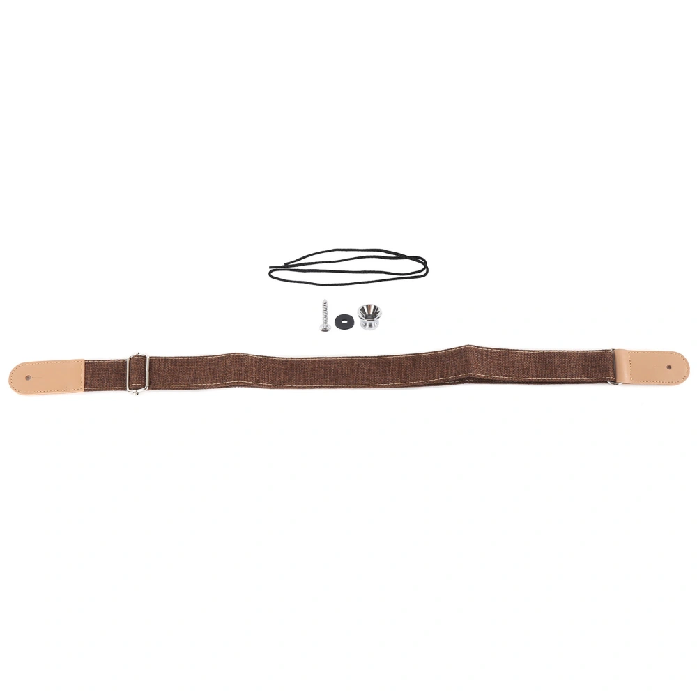 Ukulele Strap Cotton and Linen Adjustable Belt with Sliding Buckle End Button AccessoriesCoffee