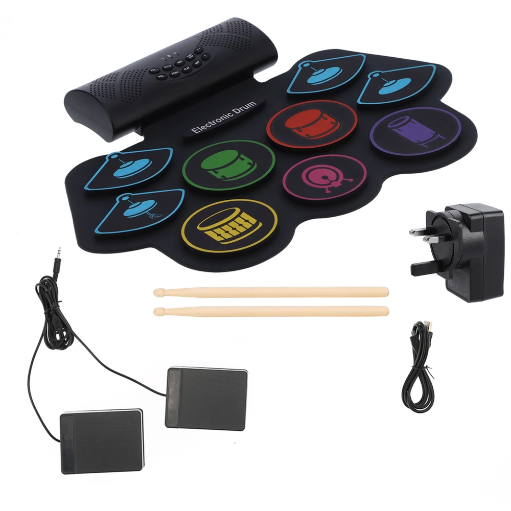 Electronic Drum Pad Set Bluetooth MIDI Foldable Kit with Battery Speaker 100‑240V MD862MUK Plug