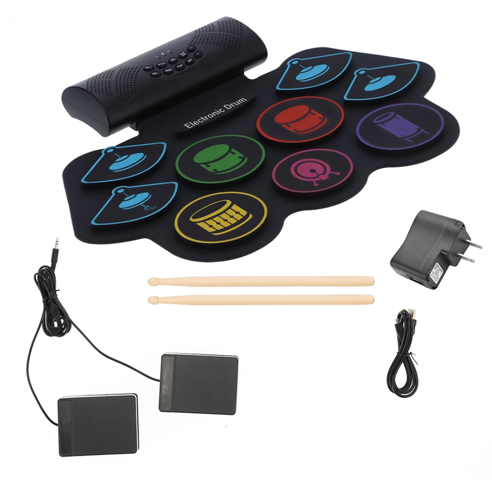 Electronic Drum Pad Set Bluetooth MIDI Foldable Kit with Battery Speaker 100‑240V MD862MUS Plug