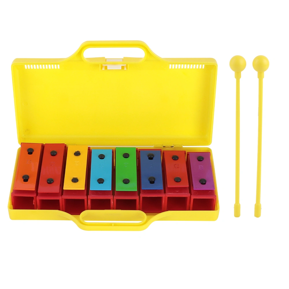 8 Note Xylophone Professional Percussion Instruments for Children with 2 Drumsticks 1 Yellow Box