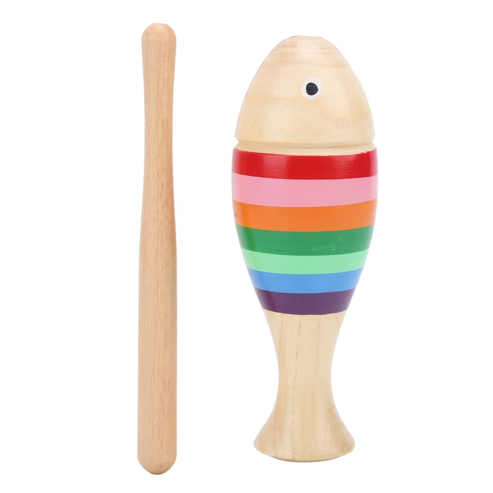 Wooden Percussion Instrument Maple Fish‑Shaped Children Cartoon Playing Toys with Stick