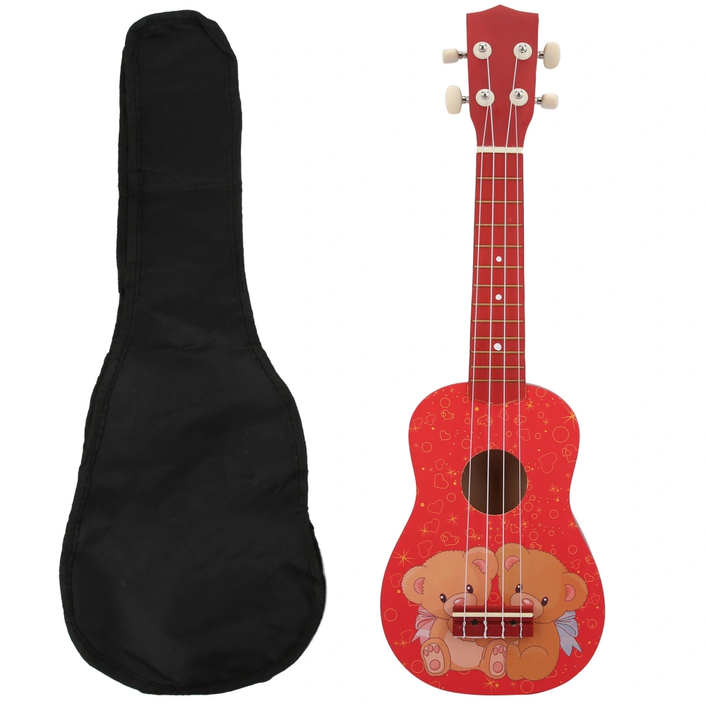 21in Ukulele with Store Bag 4‑String Guitar for Beginners Children Adults StudentsLittle Bear Pattern