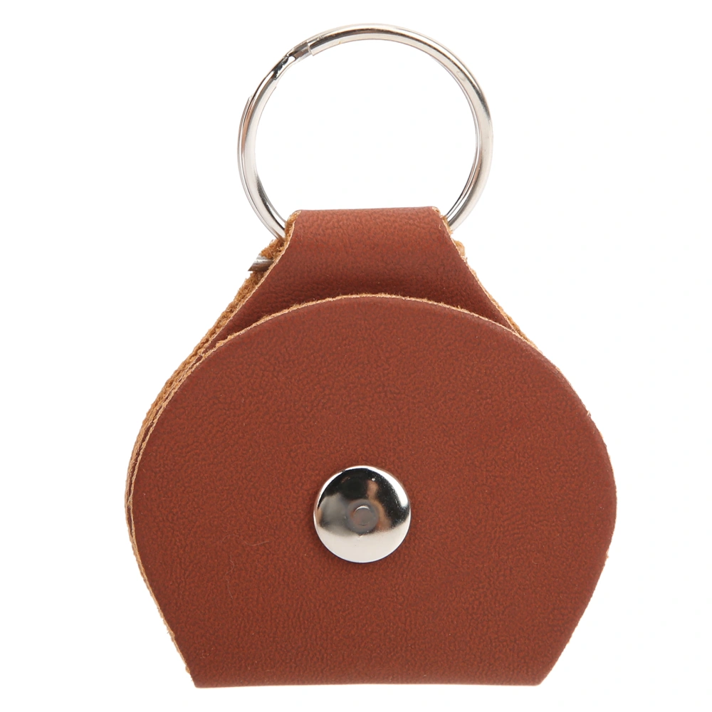 Stylish Guitar Picks Holder Soft PU Leather Plectrum Storage Case Keyring Guitar AccessoryBrown