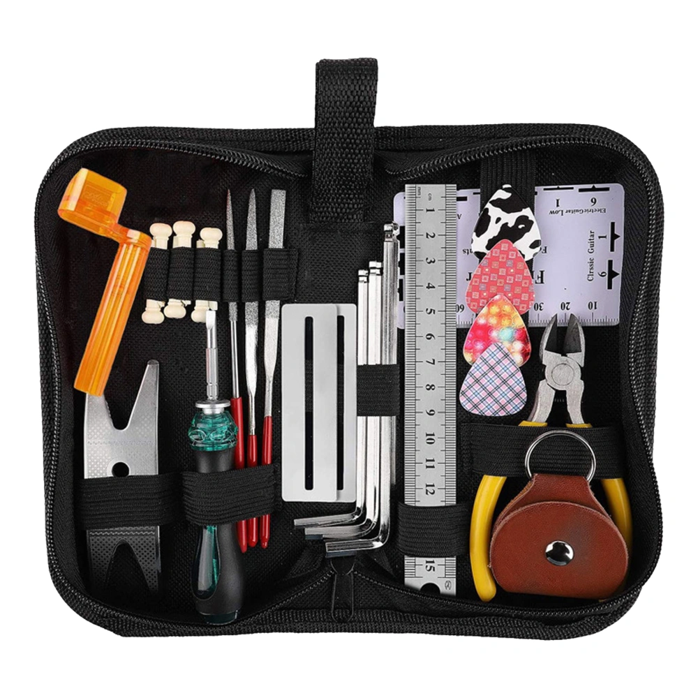 26Pcs Guitar Repairing Tool Kit Measurement Maintenance String Organizer Wrench Picks Files