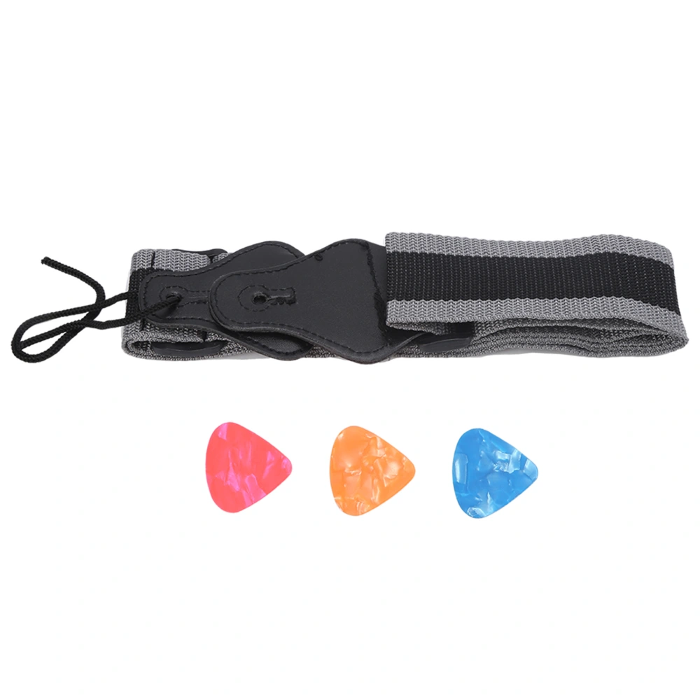 Adjustable Guitar Strap with 3 Picks Nylon Celluloid 131cm/52inch for Ukulele Musical Instruments Accessories