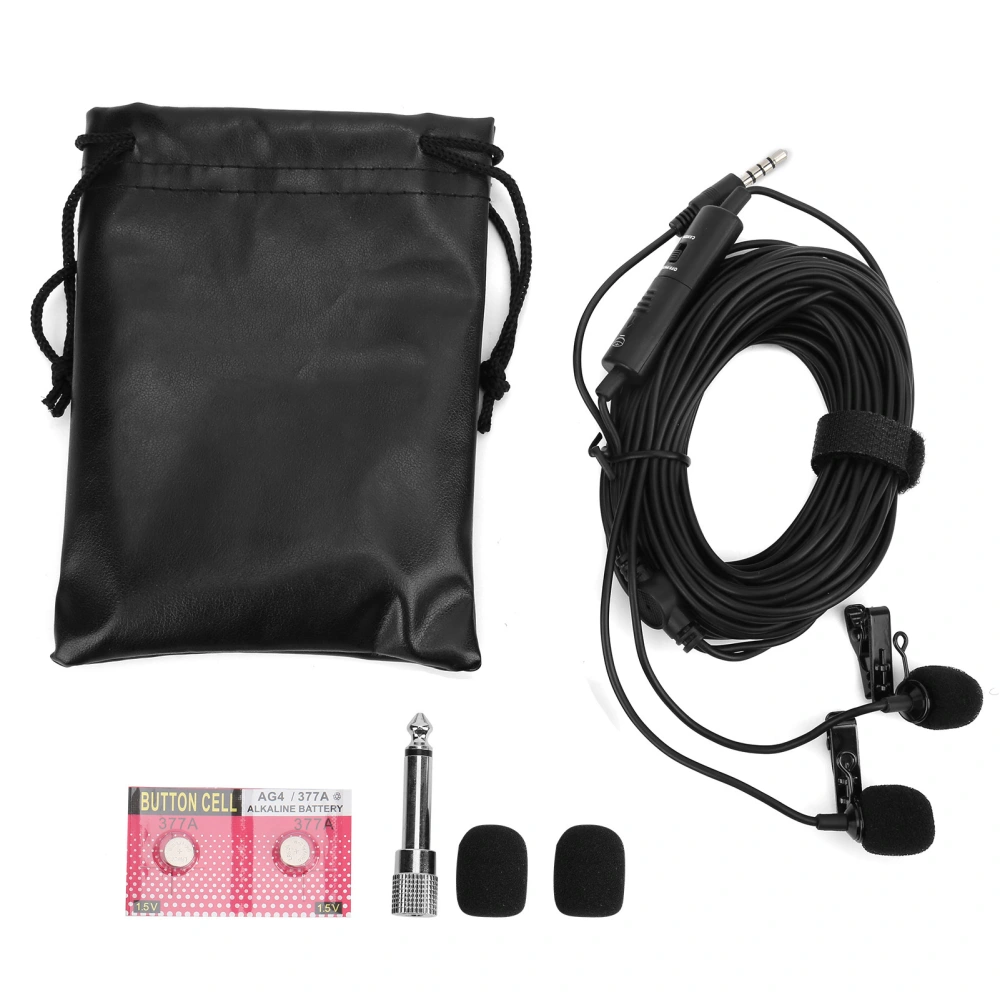 Lavalier Microphone Deep Noise Reduction Clip On Lapel Mic for Mobile Phones Computers MixersEM2(double head)