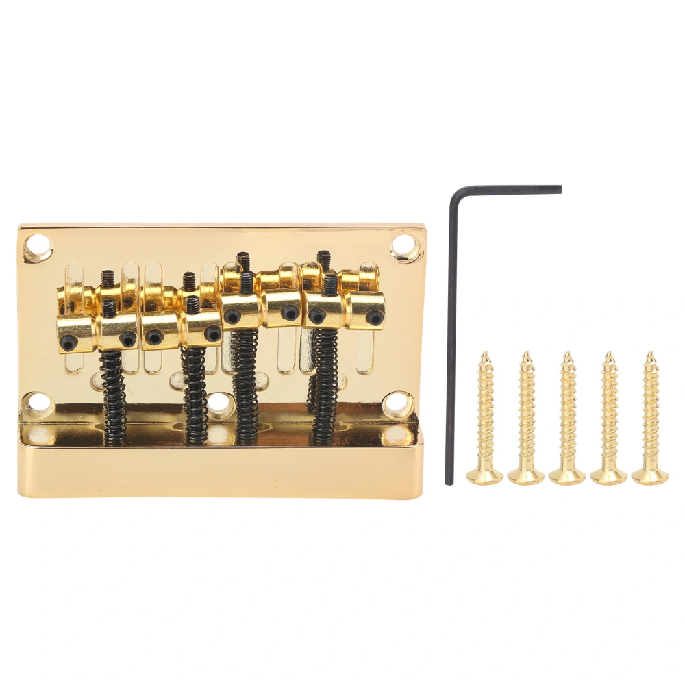 String Bridge 4 String Electric Bass Golden Zinc Alloy Fixed Type Saddle Plate with Screw Kit