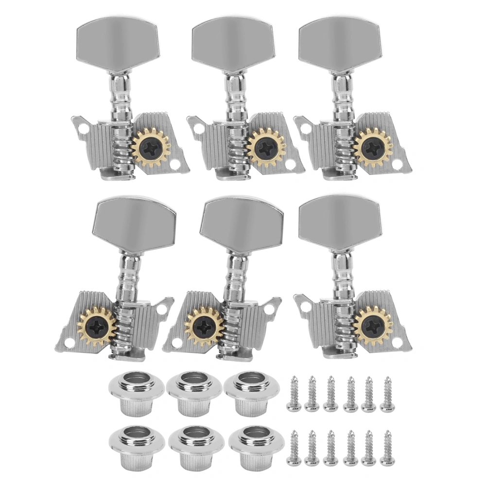 Guitar Tuning Pegs Keys Locking Tuners Machine Heads Silver Replacement Parts for Ukulele2 Left and 4 Right