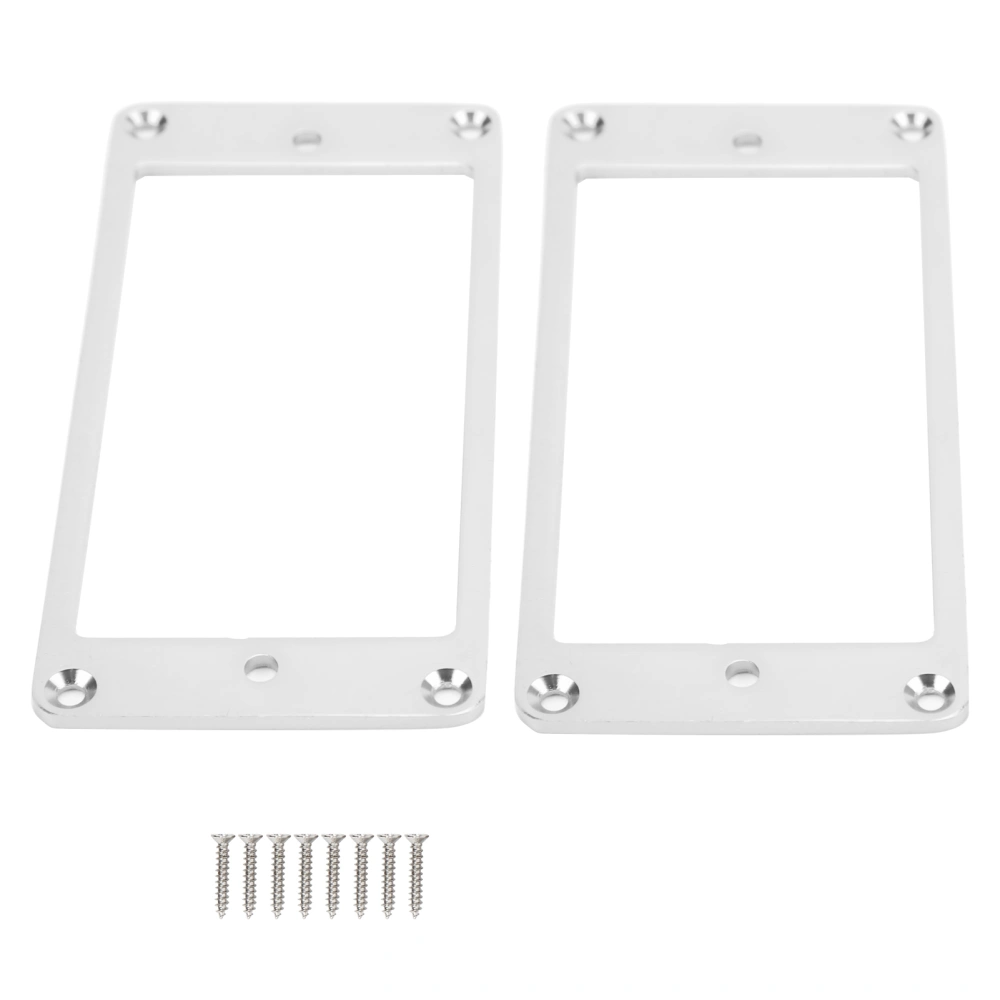 2Pcs Electric Guitar Pickup Ring Metal Flat Mounting Frame Musical Instrument AccessoriesSilver