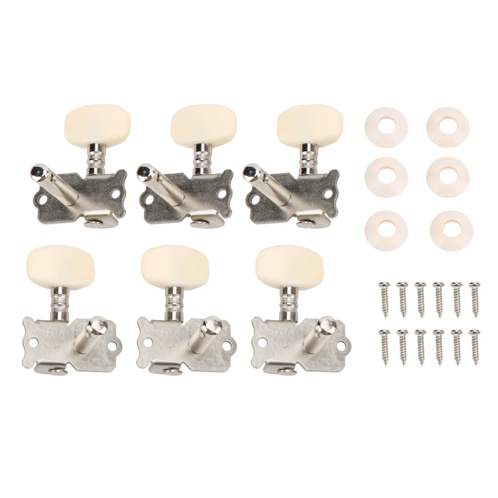 6PCS Guitar String Button Single Hole Steel Column Square Head Folk Instrument Tuning Pegs