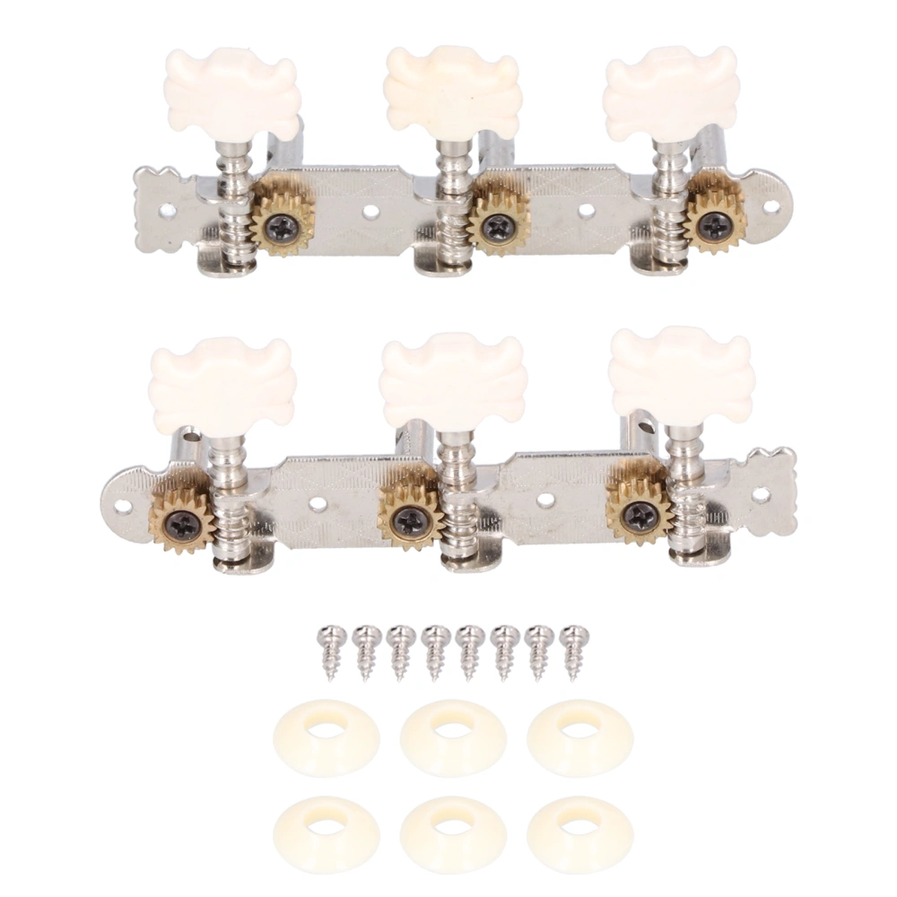 Guitar Tuning Pegs Machine Heads Chrome Plated Dual Holes Left Right 3-in Line Tuners for Classical Folk Guitars