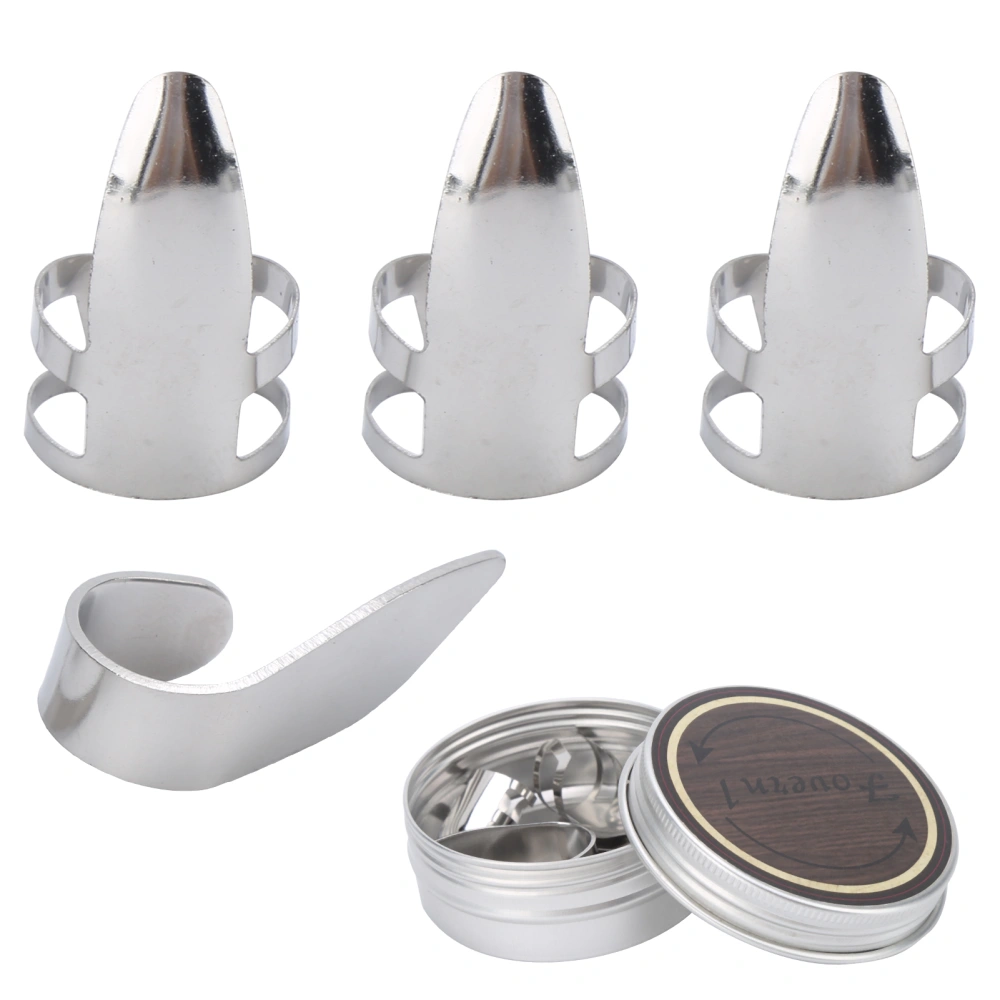 Finger Picks 3Pcs Index Finger 1Pc Thumb Metal Guitar Replace Accessories with Storage Box