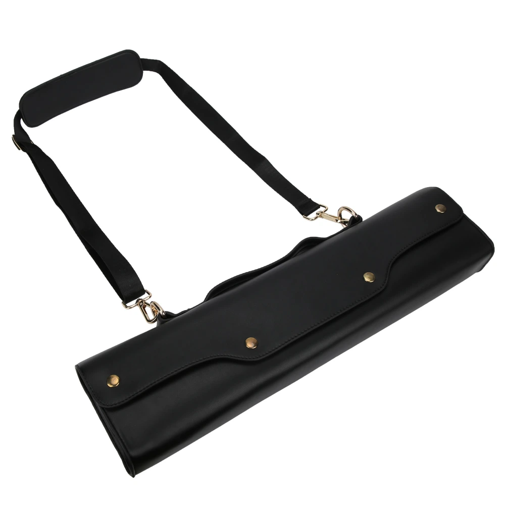 Flute Carrying Bag Hand Synthetic Leather Wind Instrument Storage Case with Shoulder StrapBlack