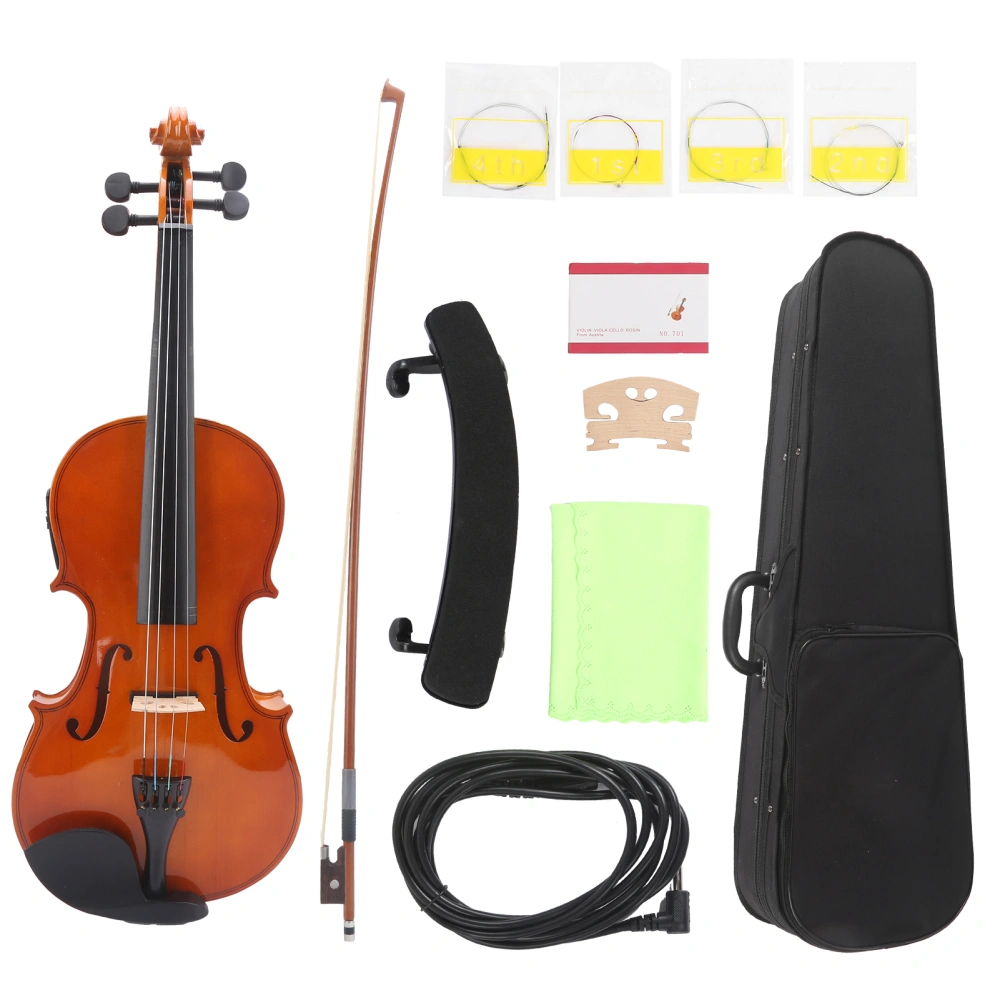 Violin Set 4/4 Solid Wood Electroacoustic Fiddle with EQ Adjustment Beginners Students Gifts