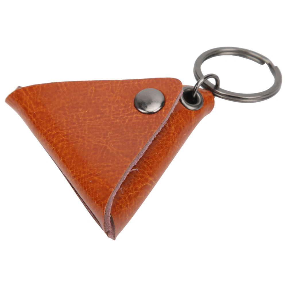 Guitar Pick Holder Case Storage Bag Box Split Leather Keychain Accessories Instrument SuppliesOrange