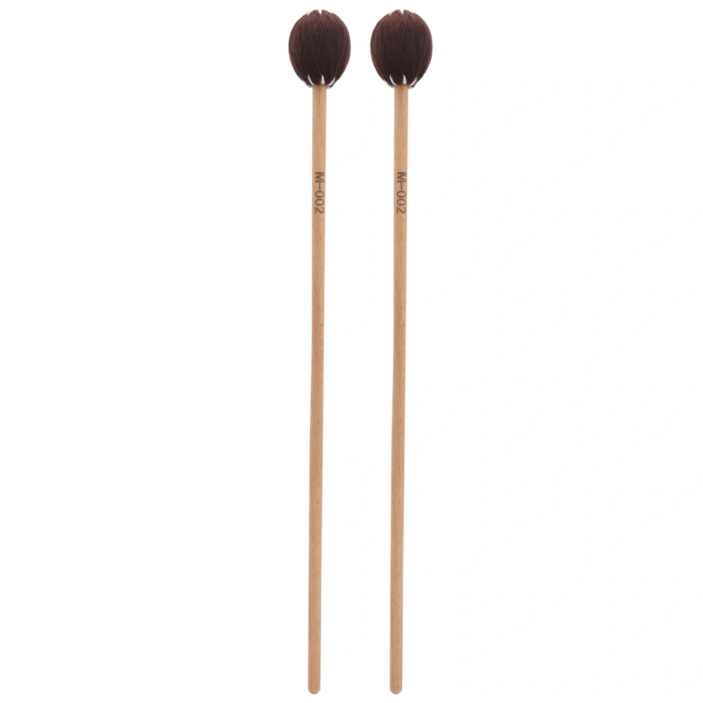 2Pcs Marimba Mallets Maple Rods Woolen Twisted Percussion Instrument Playing AccessoriesBrown Ball