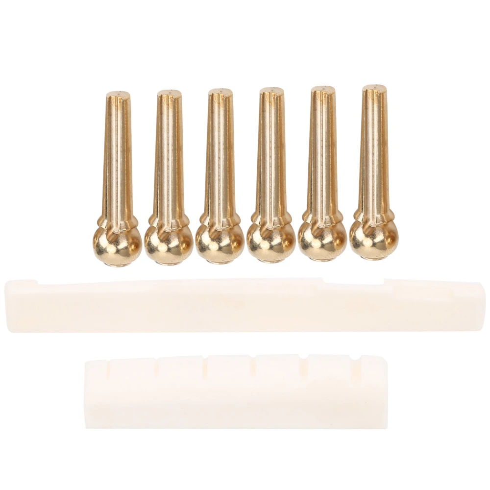 String Stud Kit Ox Bone Guitar Nut and Saddle Strings Tension Adjustment Tool Accessories(Copper String Stud Ox Bone Nut and Saddle )