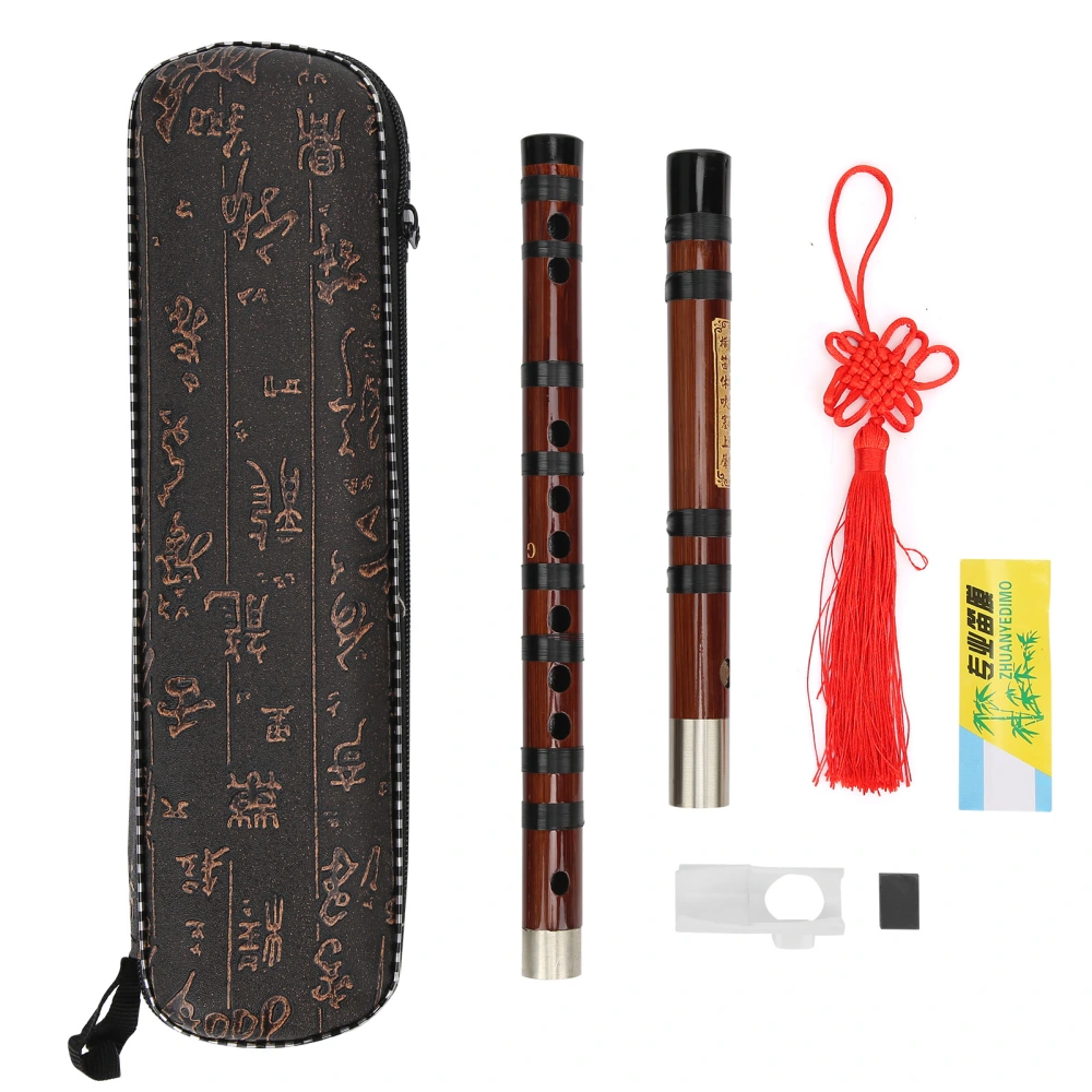 GKey Bamboo Flute Refined Chinese Wind Lettering Instrument Dizi Kit with Cloth Box