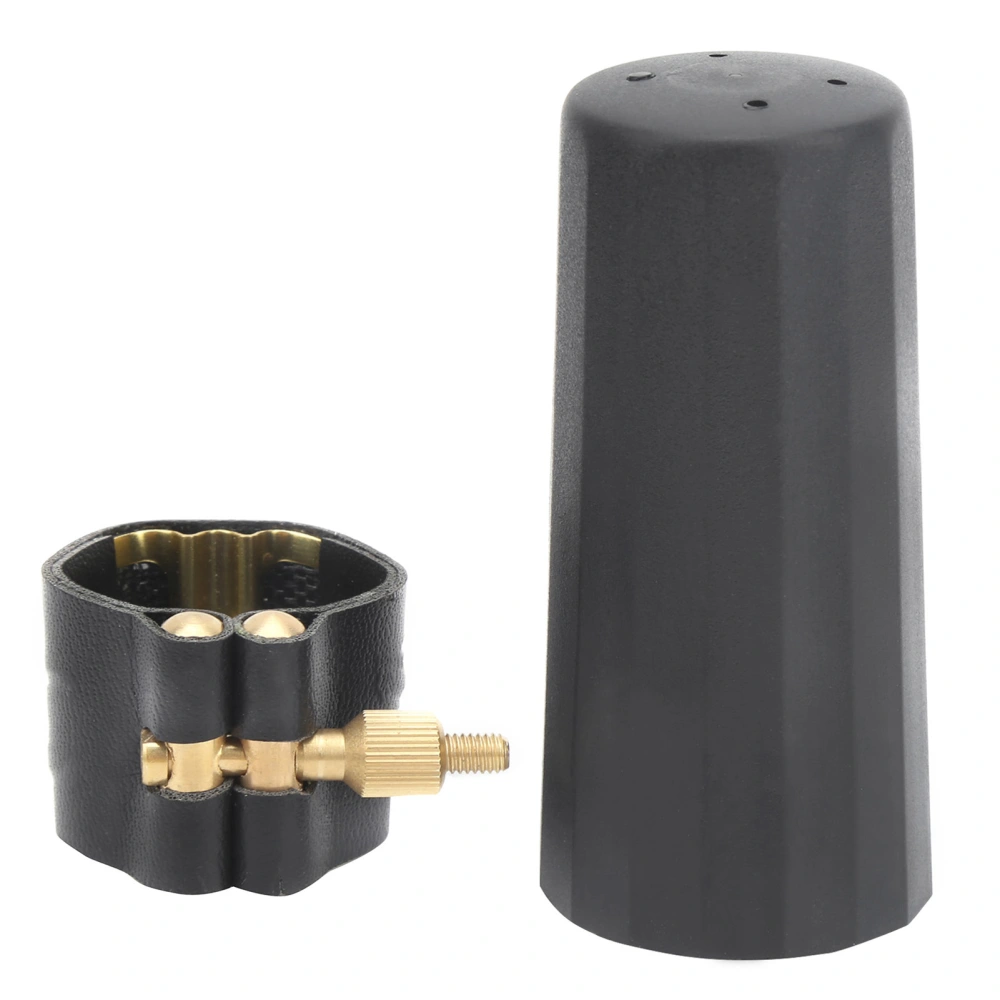 Alto Saxophone Mouthpiece Kit PU Leather Ligature Fastener Plastic Cap White Boxed JS01