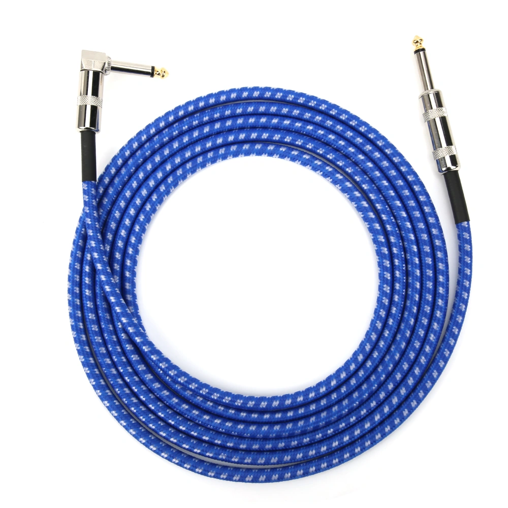 6.35mm Guitar Audio Cable Microphone Noise Reduction Connection Wire Musical Instrument 3 MeterBlue and White