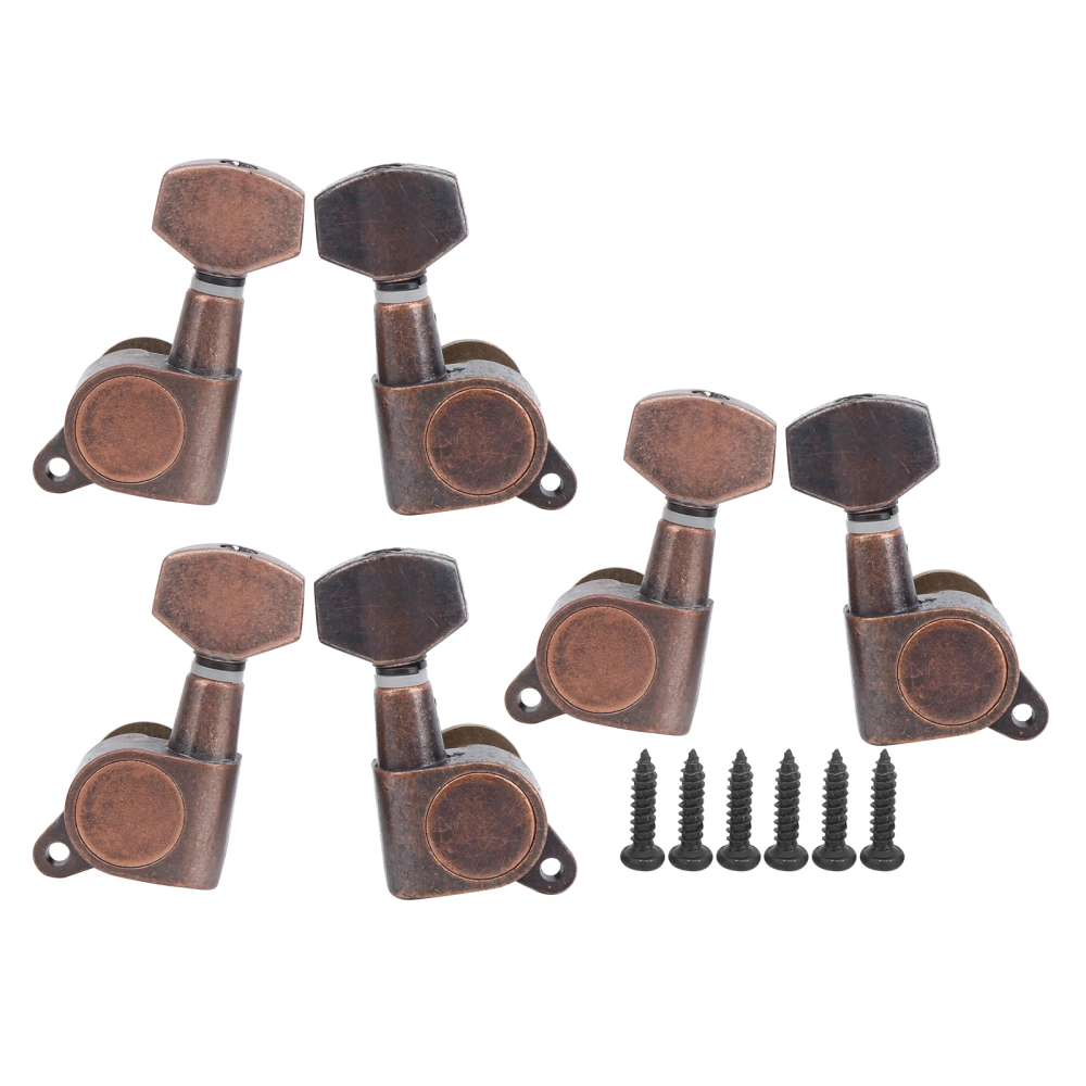 6Pcs Guitar Locking Tuners Tuning Pegs for Full Enclosed Electric Guitars AccessoriesAntique Copper