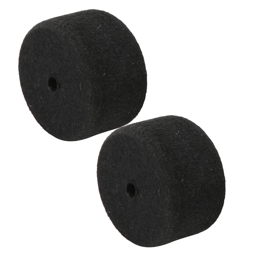 2Pcs Pedal Beater Head Felt for Drum Replacement Round Soft Black Stand Felt Washer