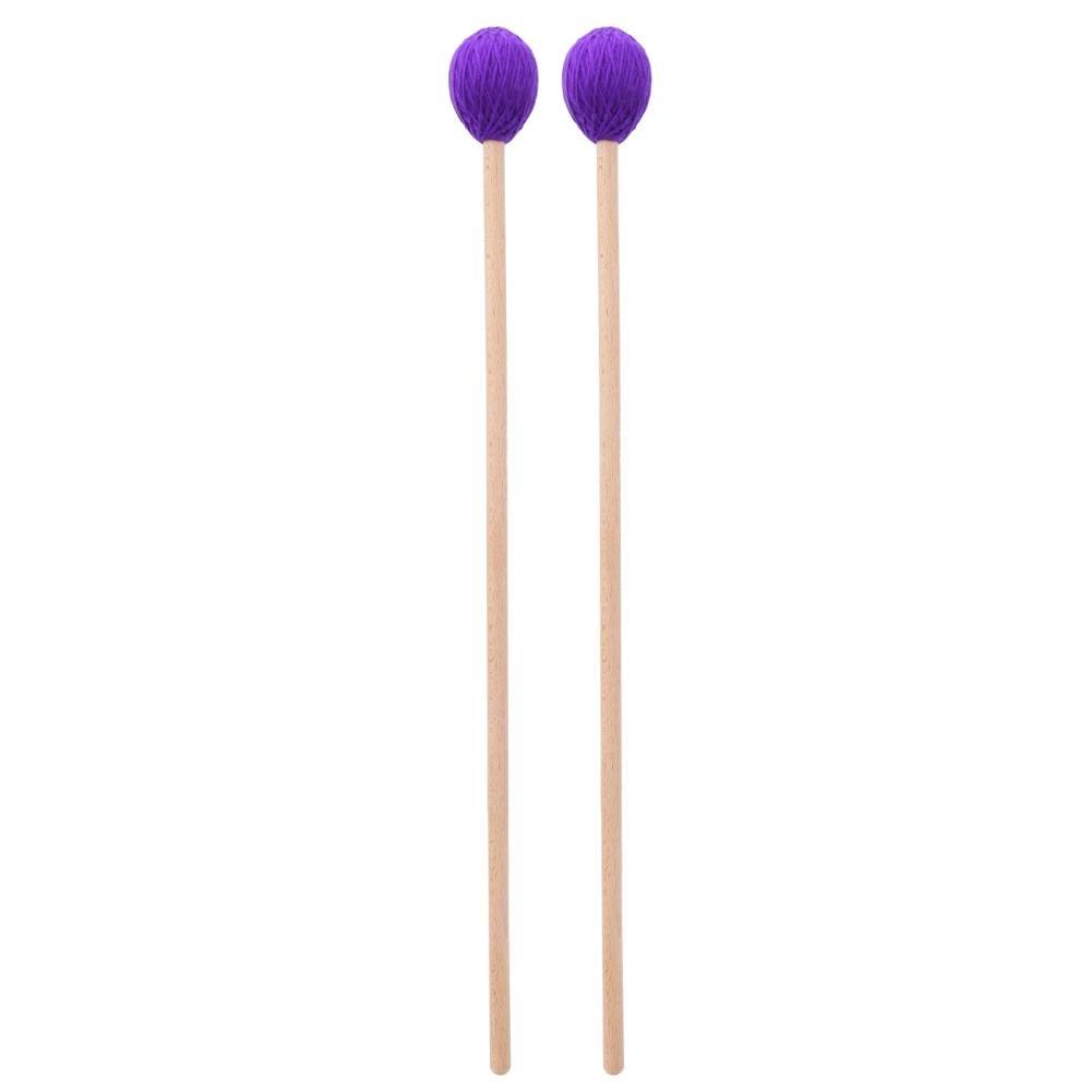 1 Pair Marimba Stick Mallets Beech Handle Xylophone Instrument Accessories Blended YarnPurple