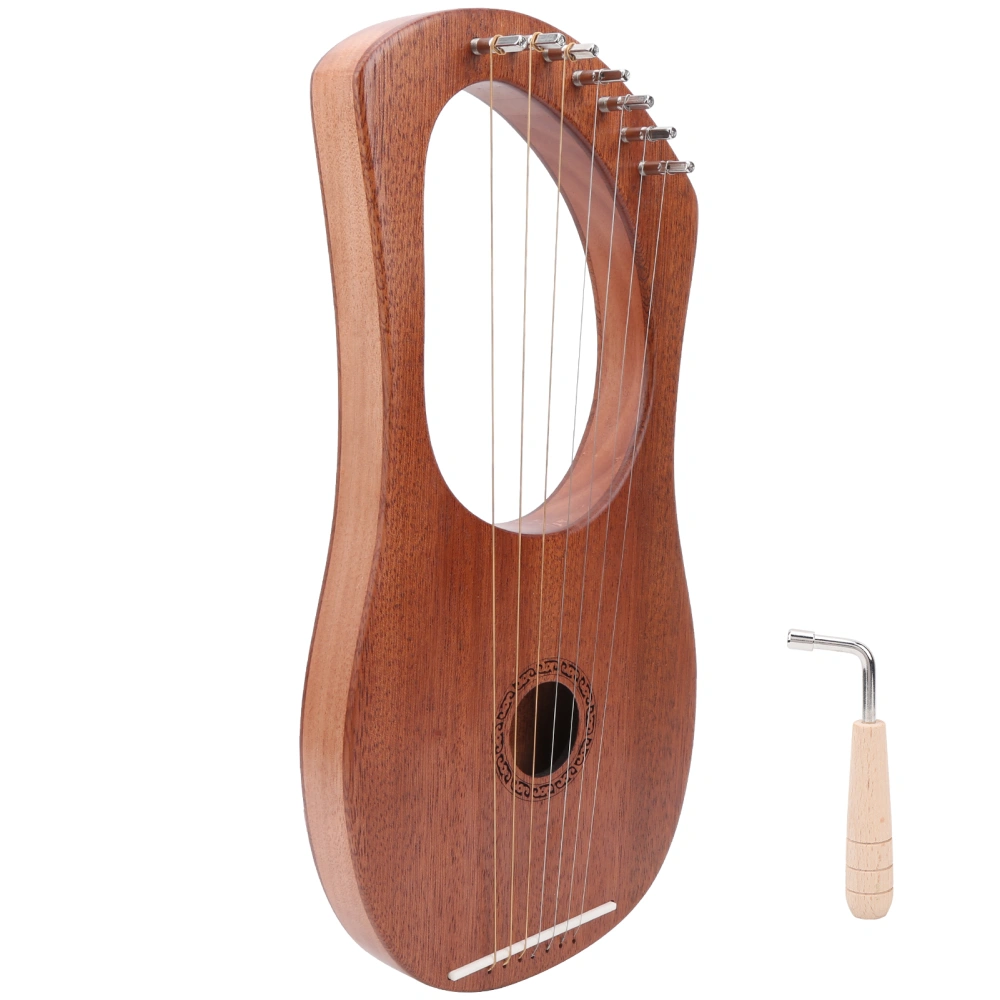 Lyre Harp Rosewood Durable Stable String Portable Turning Wrench Wooden 7 Metal String Instrument