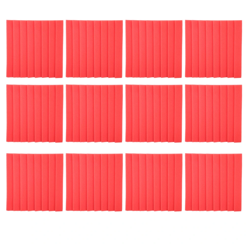 12Pcs SoundAbsorption Panels 8 Grooves Triangle Acoustic Foam Sound Proof Material(Rouge )