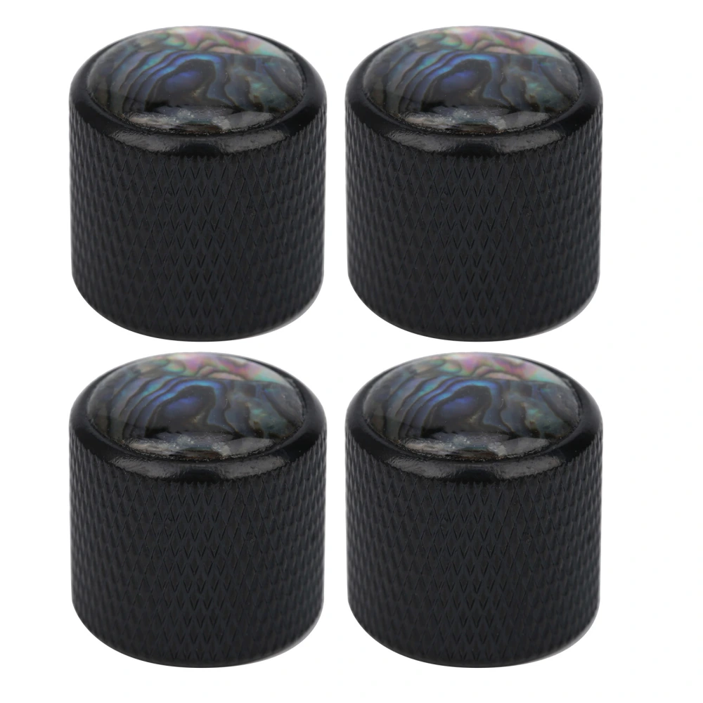 4 Pcs Electric Bass Knob Dome Metal High End Shell Inlaid Tone Volume Control Guitar Parts(Color Shell Black)