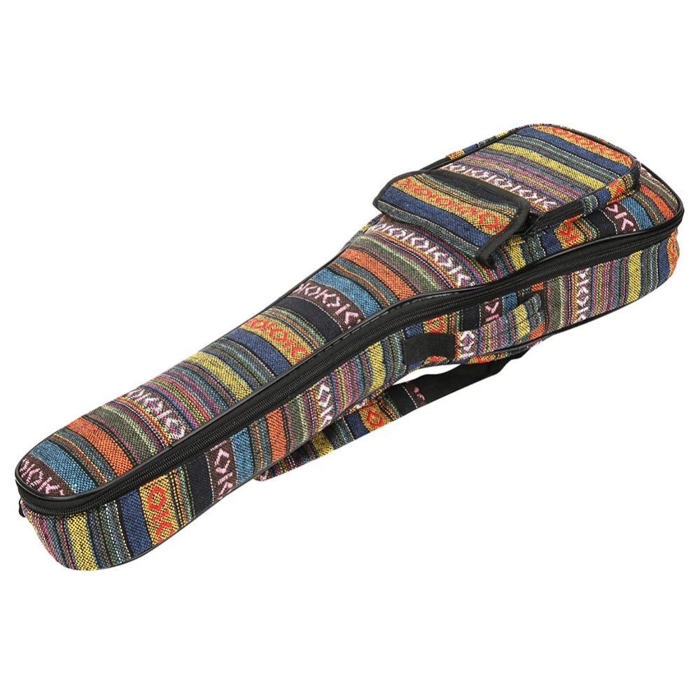 Ukulele Bag Ethnic Style 4&#8209;String Guitar Double Shoulder Strap Case Built&#8209;in Thicken Cotton