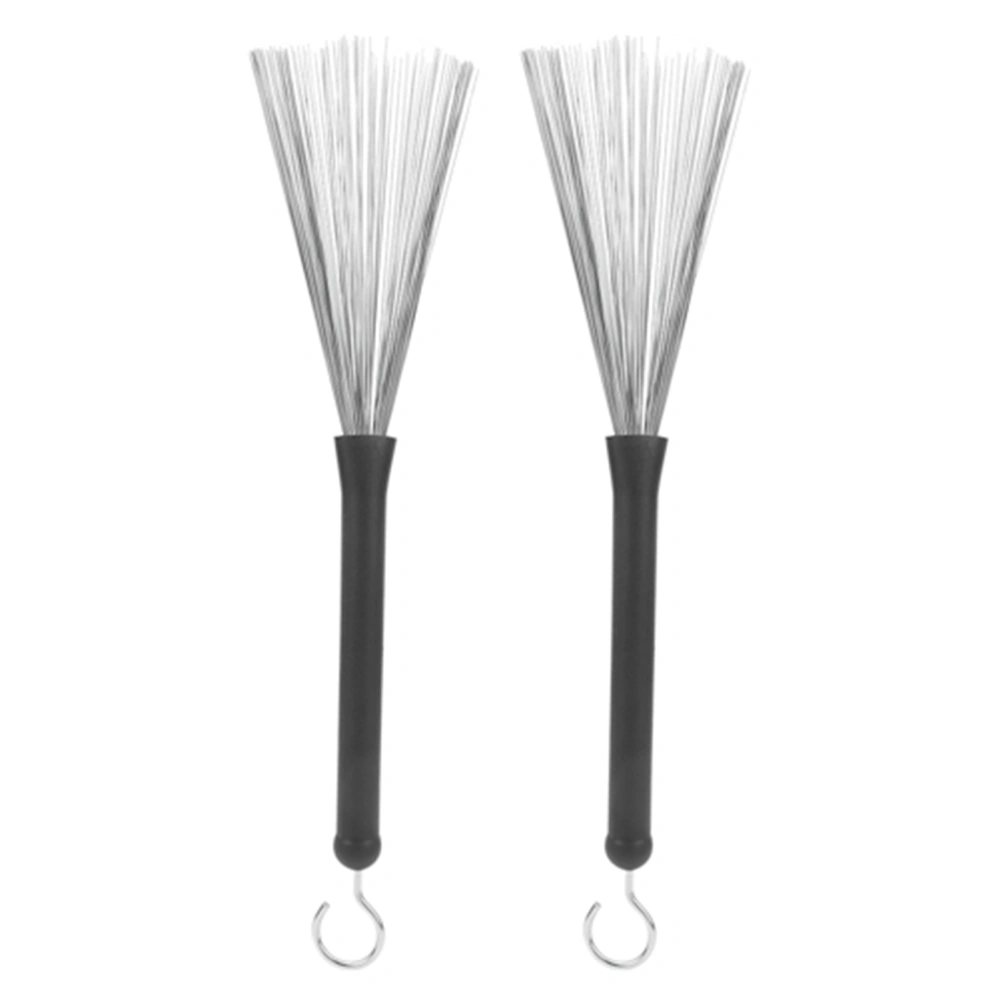 2Pcs Drum Brush Rubber Stainless Steel Wire Retractable Jazz Percussion Accessories