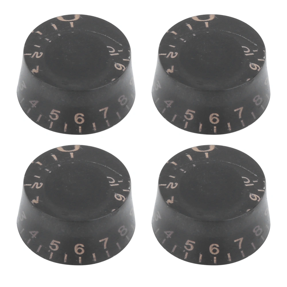 4Pcs Acrylic Bass Knobs Electric Guitar Volume Control Potentiometer Hat Guitar AccessoriesGold on Black