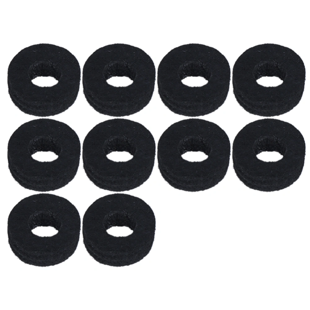 10Pcs Cymbal Felt Washer Pad Replacement Part Black Wool Drum Cymbal Instrument Accessories