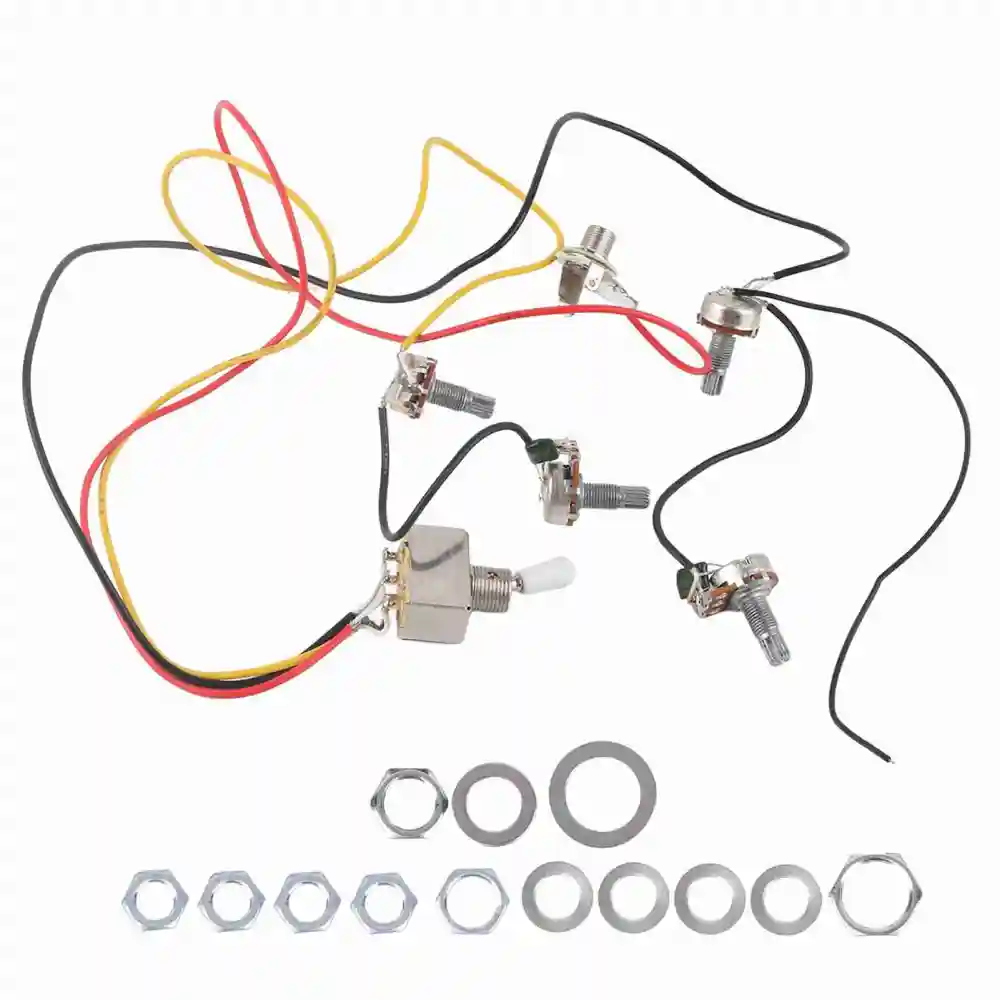 Guitar Wiring Harness Kit Prewired 3 Way Switch 2V2T1J for Electric Guitar Wire AccessoriesWhite